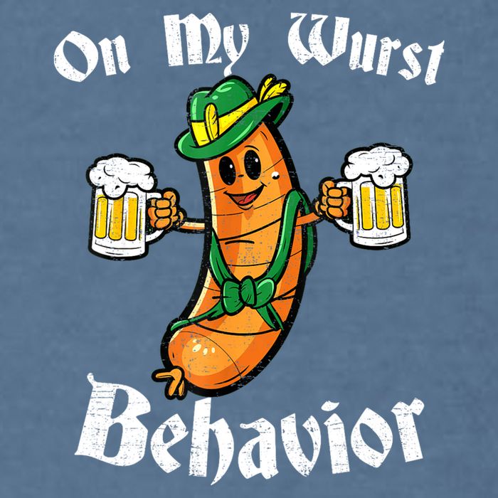 On My Wurst Behavior Funny Bratwurst German Oktoberfest Garment-Dyed Sweatshirt