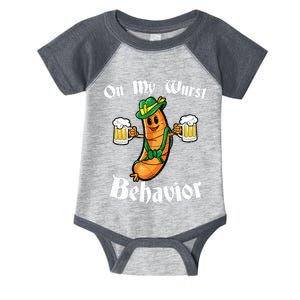 On My Wurst Behavior Funny Bratwurst German Oktoberfest Infant Baby Jersey Bodysuit