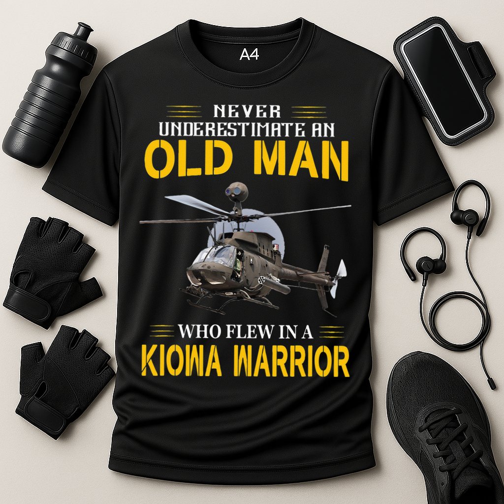 Old Man Who Flew In OH 58 Kiowa Helicopter Kiowa Warrior Cooling Performance Crew T-Shirt