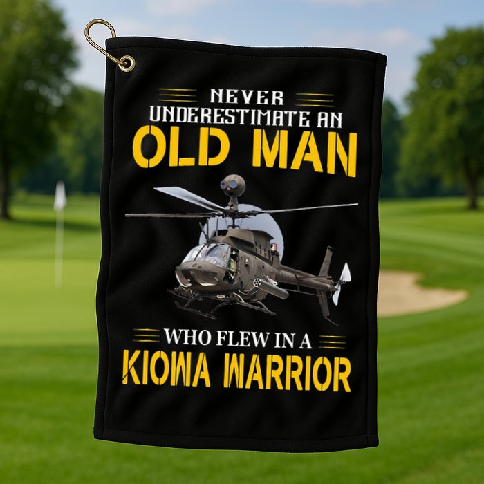 Old Man Who Flew In OH 58 Kiowa Helicopter Kiowa Warrior Golf Towel