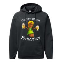 On My Wurst Behavior Funny Bratwurst German Oktoberfest Performance Fleece Hoodie