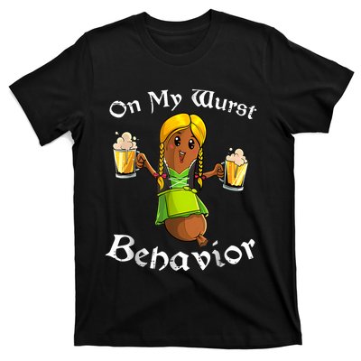 On My Wurst Behavior Funny Bratwurst German Oktoberfest T-Shirt