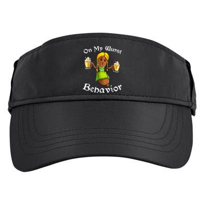 On My Wurst Behavior Funny Bratwurst German Oktoberfest Adult Drive Performance Visor