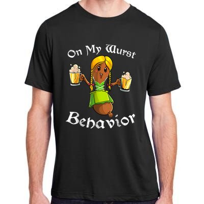 On My Wurst Behavior Funny Bratwurst German Oktoberfest Adult ChromaSoft Performance T-Shirt