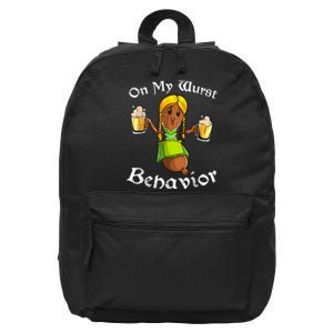 On My Wurst Behavior Funny Bratwurst German Oktoberfest 16 in Basic Backpack