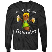 On My Wurst Behavior Funny Bratwurst German Oktoberfest Tie-Dye Long Sleeve Shirt