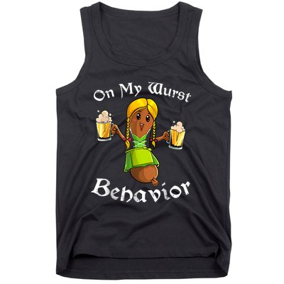 On My Wurst Behavior Funny Bratwurst German Oktoberfest Tank Top