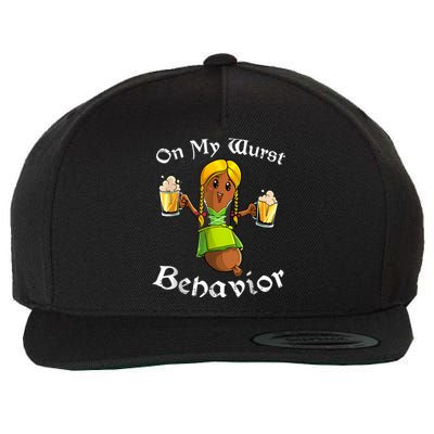 On My Wurst Behavior Funny Bratwurst German Oktoberfest Wool Snapback Cap