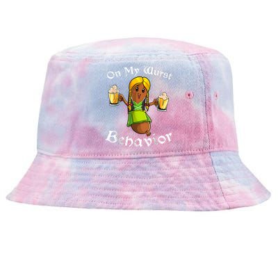 On My Wurst Behavior Funny Bratwurst German Oktoberfest Tie-Dyed Bucket Hat