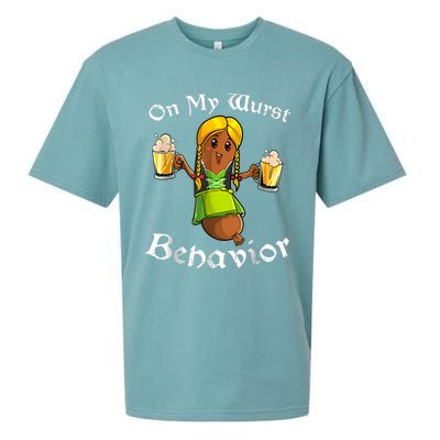 On My Wurst Behavior Funny Bratwurst German Oktoberfest Sueded Cloud Jersey T-Shirt