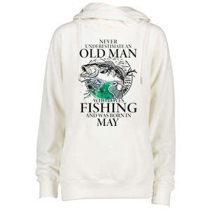 Old Man Who Loves Fishing Born In May Fisherman Birthday Womens Funnel Neck Pullover Hood