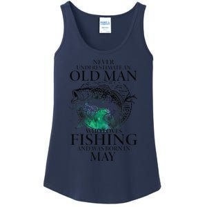 Old Man Who Loves Fishing Born In May Fisherman Birthday Ladies Essential Tank