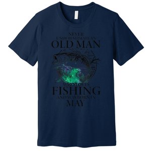 Old Man Who Loves Fishing Born In May Fisherman Birthday Premium T-Shirt