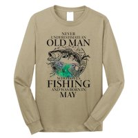 Old Man Who Loves Fishing Born In May Fisherman Birthday Long Sleeve Shirt