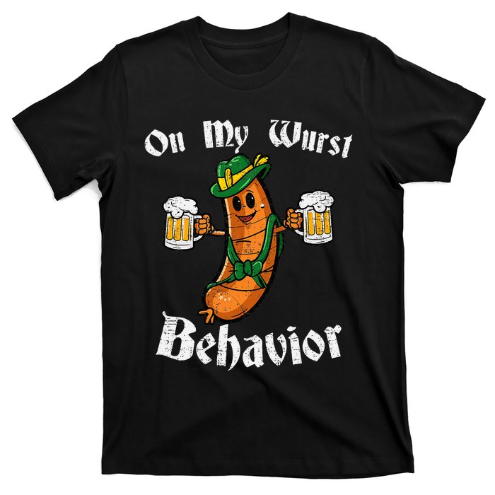 On My Wurst Behavior Funny Bratwurst German Oktoberfest T-Shirt