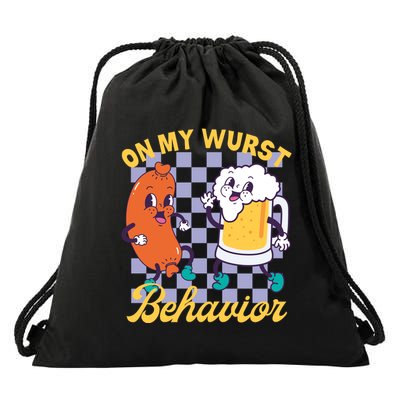 On My Wurst Behavior Oktoberfest Drawstring Bag
