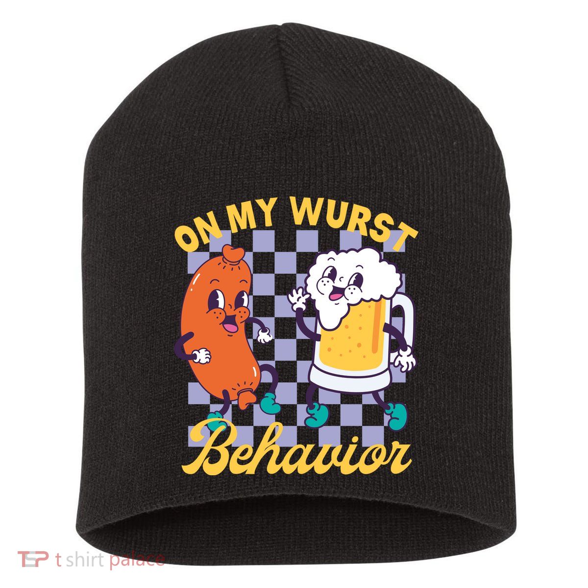 On My Wurst Behavior Oktoberfest Short Acrylic Beanie