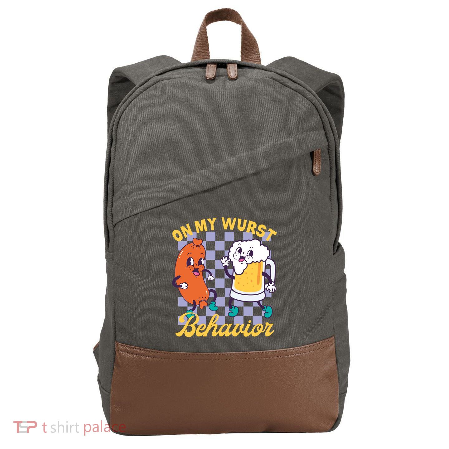 On My Wurst Behavior Oktoberfest Cotton Canvas Backpack