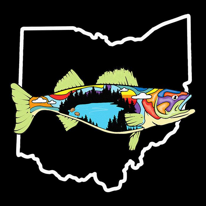 Ohio Map Walleye Fishing Freshwater Fisherman Walleye Fish Doggie Tank
