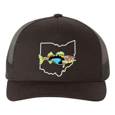 Ohio Map Walleye Fishing Freshwater Fisherman Walleye Fish Yupoong Adult 5-Panel Trucker Hat