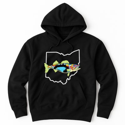 Ohio Map Walleye Fishing Freshwater Fisherman Walleye Fish Hoodie