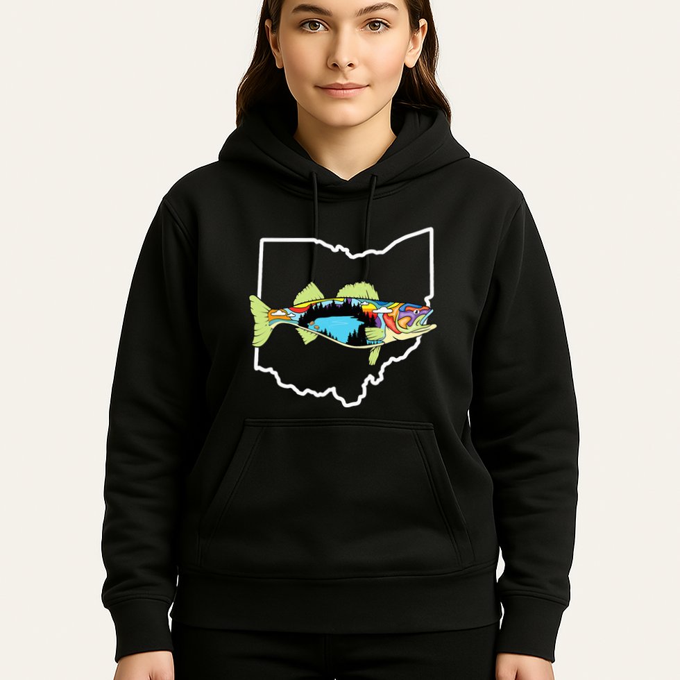 Ohio Map Walleye Fishing Freshwater Fisherman Walleye Fish Hoodie