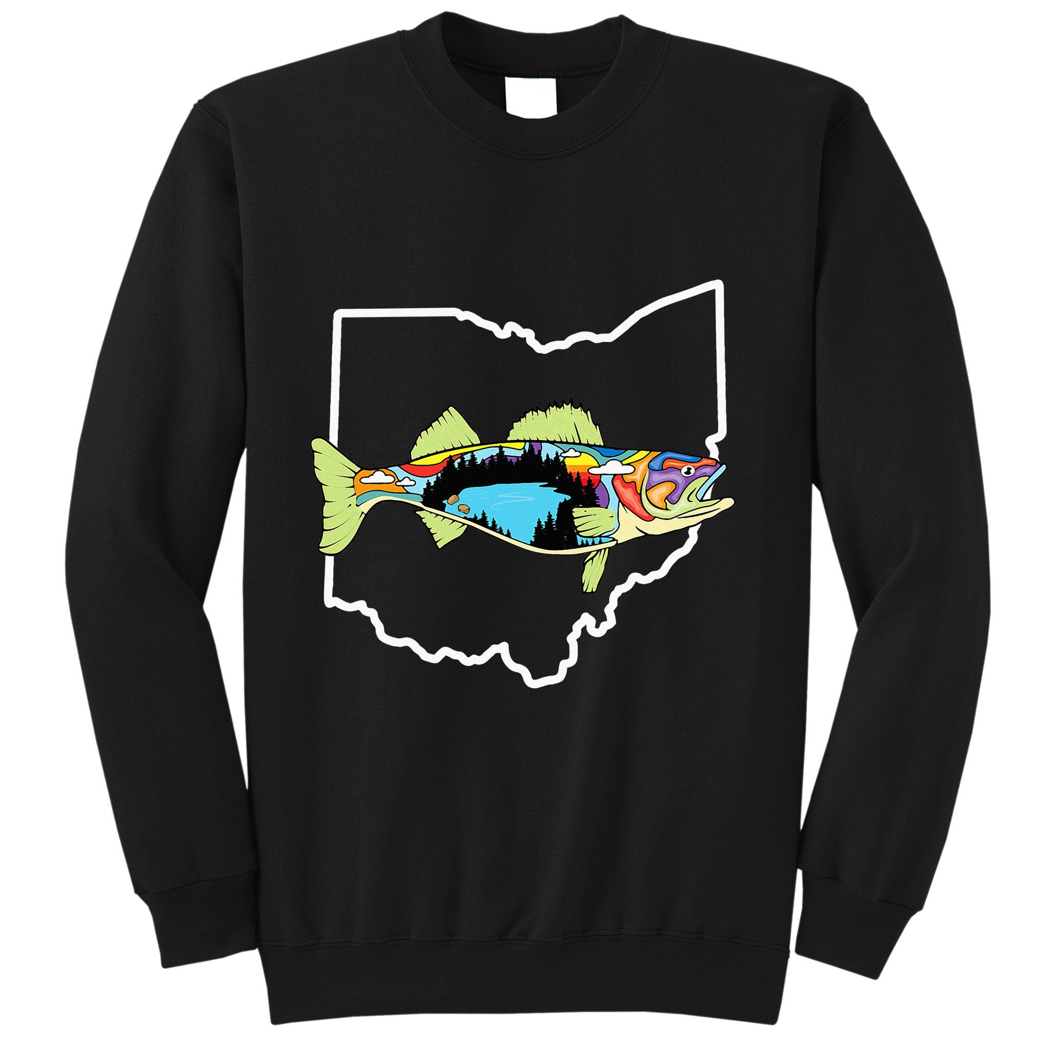 Ohio Map Walleye Fishing Freshwater Fisherman Walleye Fish Sweatshirt