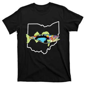 Ohio Map Walleye Fishing Freshwater Fisherman Walleye Fish T-Shirt