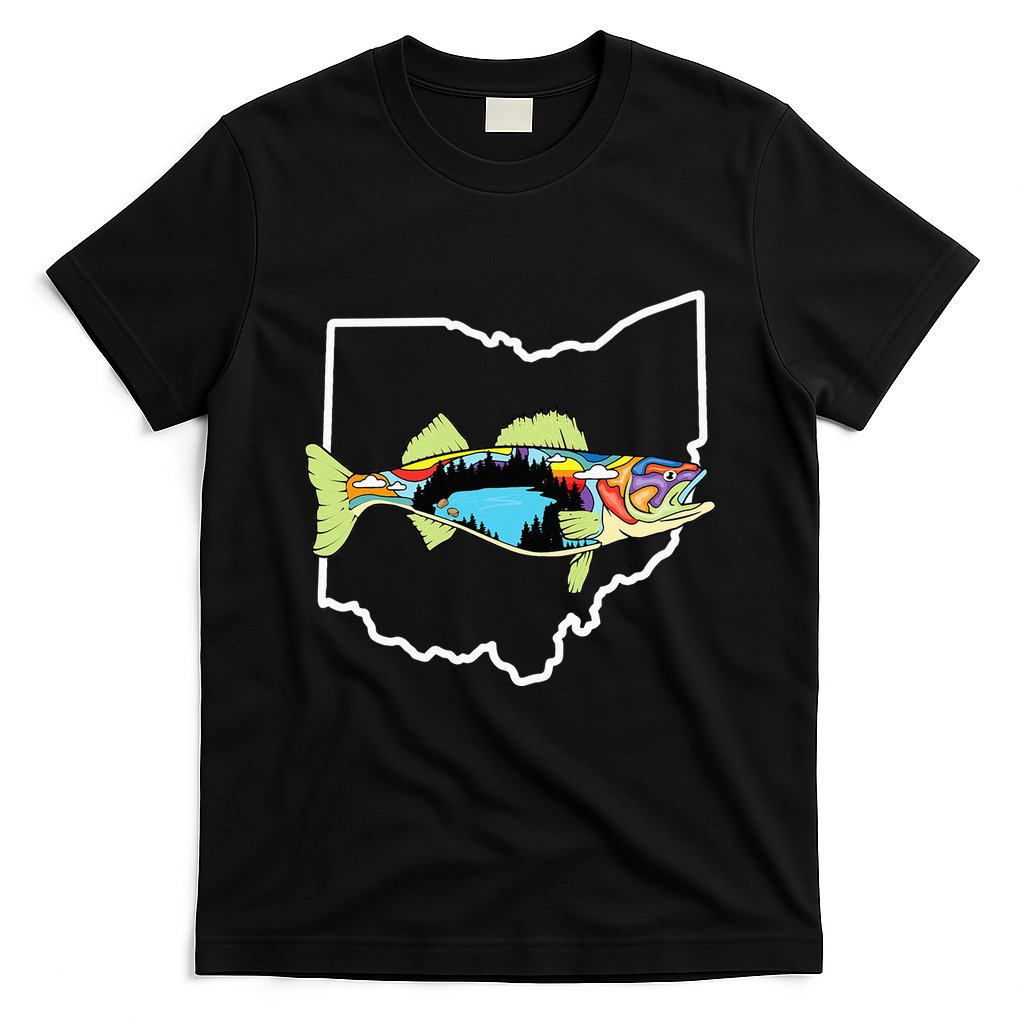 Ohio Map Walleye Fishing Freshwater Fisherman Walleye Fish T-Shirt