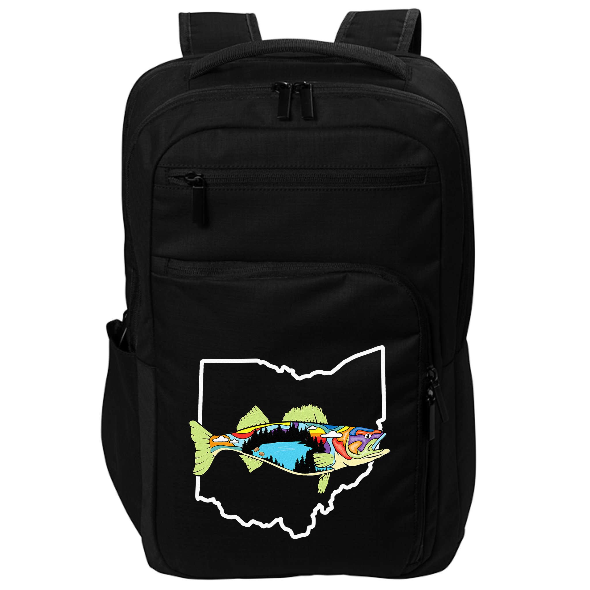 Ohio Map Walleye Fishing Freshwater Fisherman Walleye Fish Impact Tech Backpack