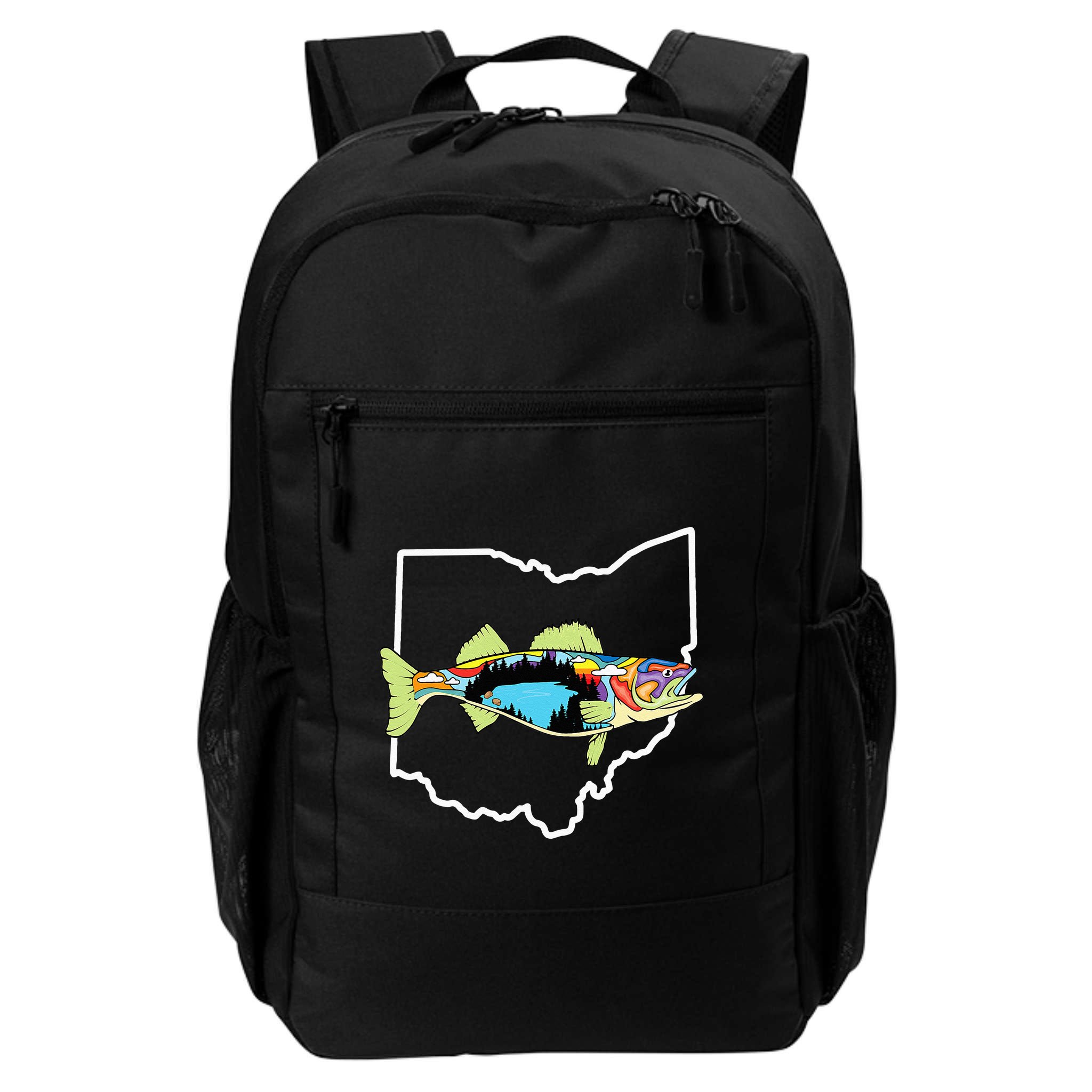 Ohio Map Walleye Fishing Freshwater Fisherman Walleye Fish Backpack