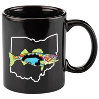 Ohio Map Walleye Fishing Freshwater Fisherman Walleye Fish 11oz C Handle Ceramic Mug