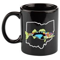 Ohio Map Walleye Fishing Freshwater Fisherman Walleye Fish 11oz C Handle Ceramic Mug