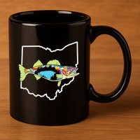 Ohio Map Walleye Fishing Freshwater Fisherman Walleye Fish 11oz C Handle Ceramic Mug