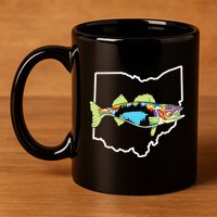Ohio Map Walleye Fishing Freshwater Fisherman Walleye Fish 11oz C Handle Ceramic Mug