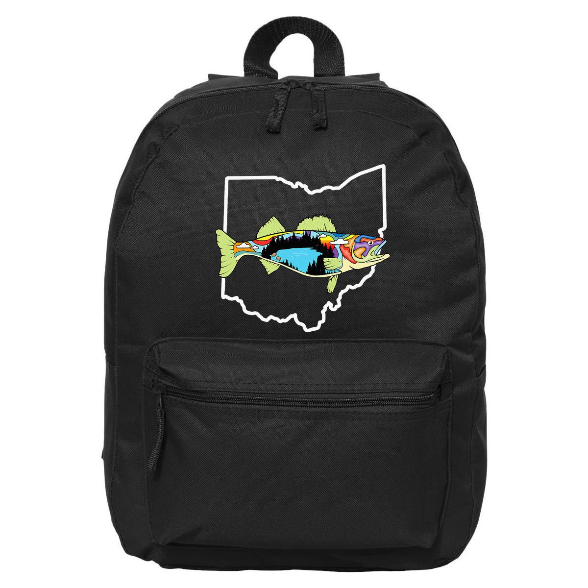 Ohio Map Walleye Fishing Freshwater Fisherman Walleye Fish 16 in Basic Backpack