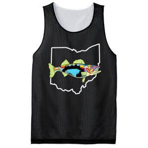 Ohio Map Walleye Fishing Freshwater Fisherman Walleye Fish Mesh Reversible Basketball Jersey Tank