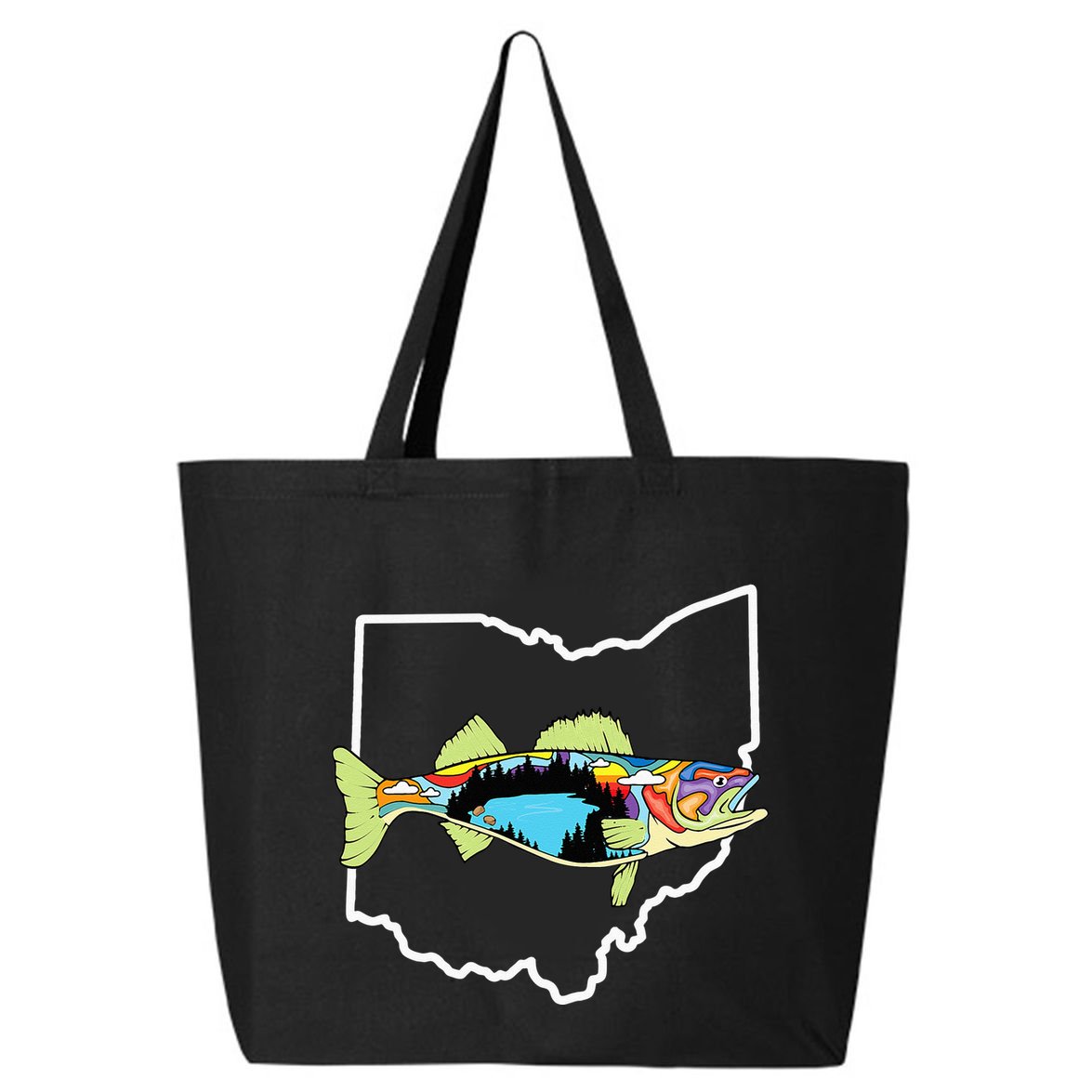 Ohio Map Walleye Fishing Freshwater Fisherman Walleye Fish 25L Jumbo Tote