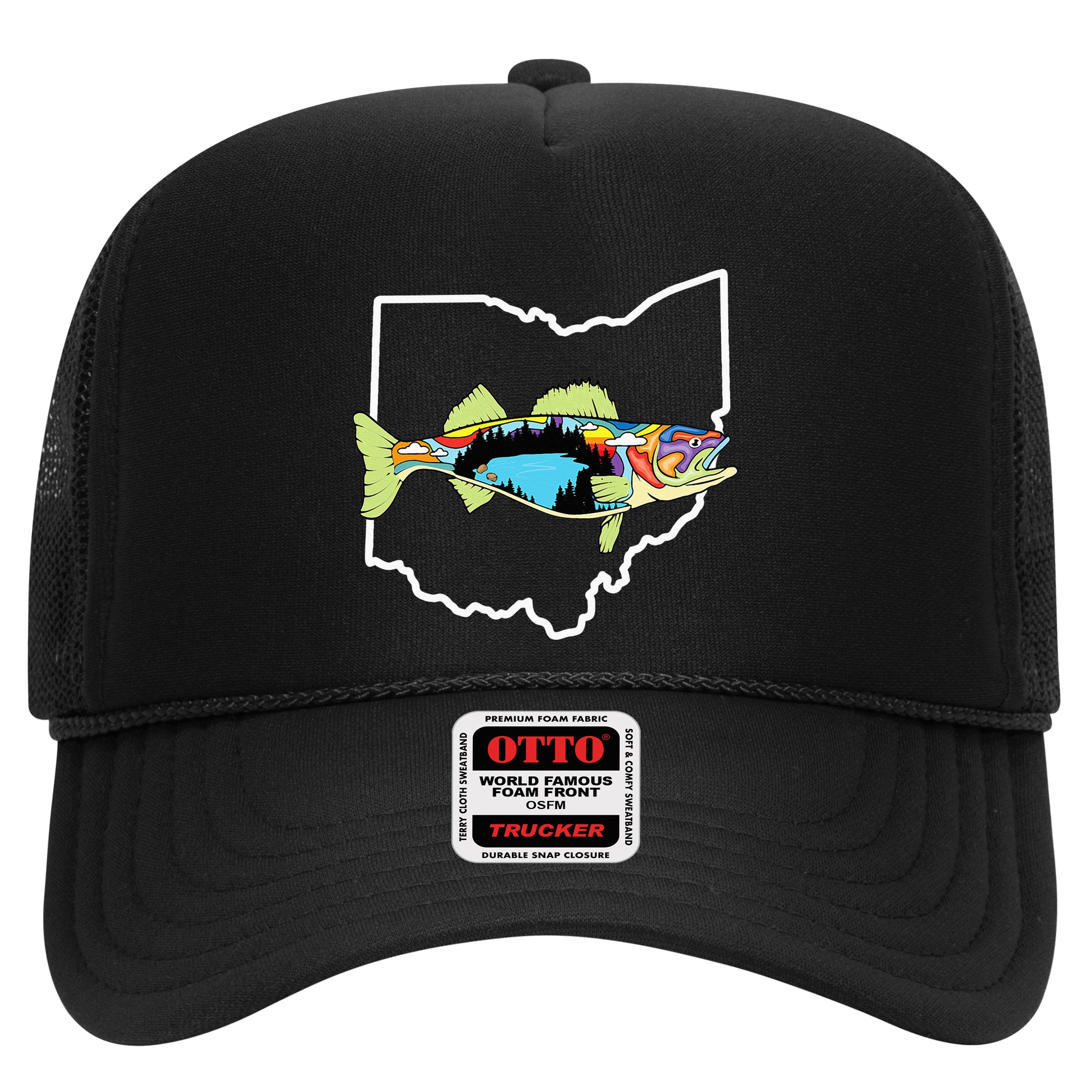 Ohio Map Walleye Fishing Freshwater Fisherman Walleye Fish Hat