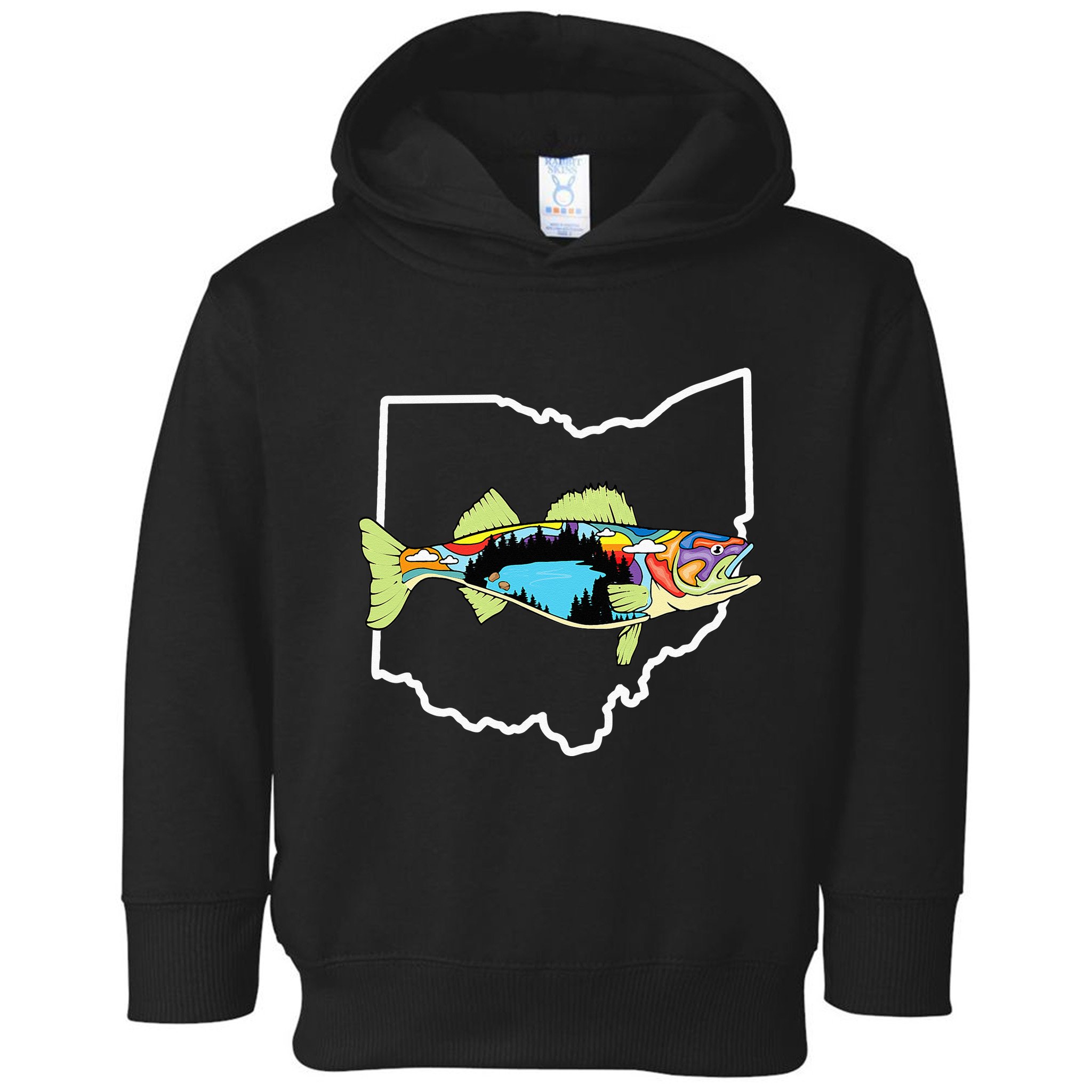 Ohio Map Walleye Fishing Freshwater Fisherman Walleye Fish Toddler Hoodie