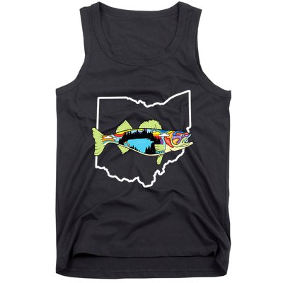 Ohio Map Walleye Fishing Freshwater Fisherman Walleye Fish Tank Top