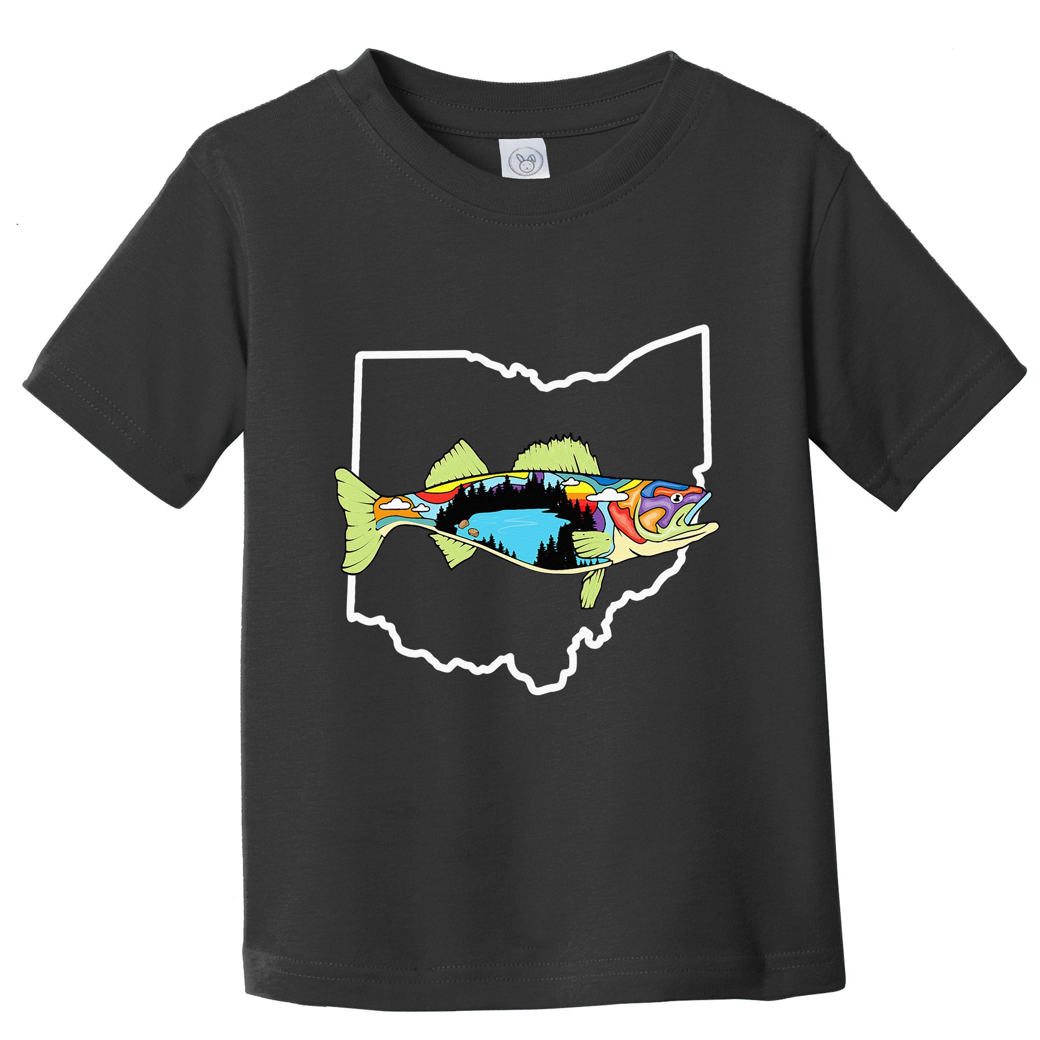 Ohio Map Walleye Fishing Freshwater Fisherman Walleye Fish Toddler T-Shirt