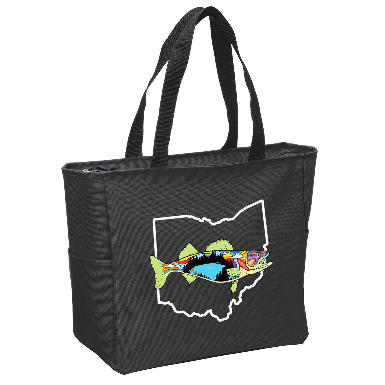 Ohio Map Walleye Fishing Freshwater Fisherman Walleye Fish Zip Tote Bag