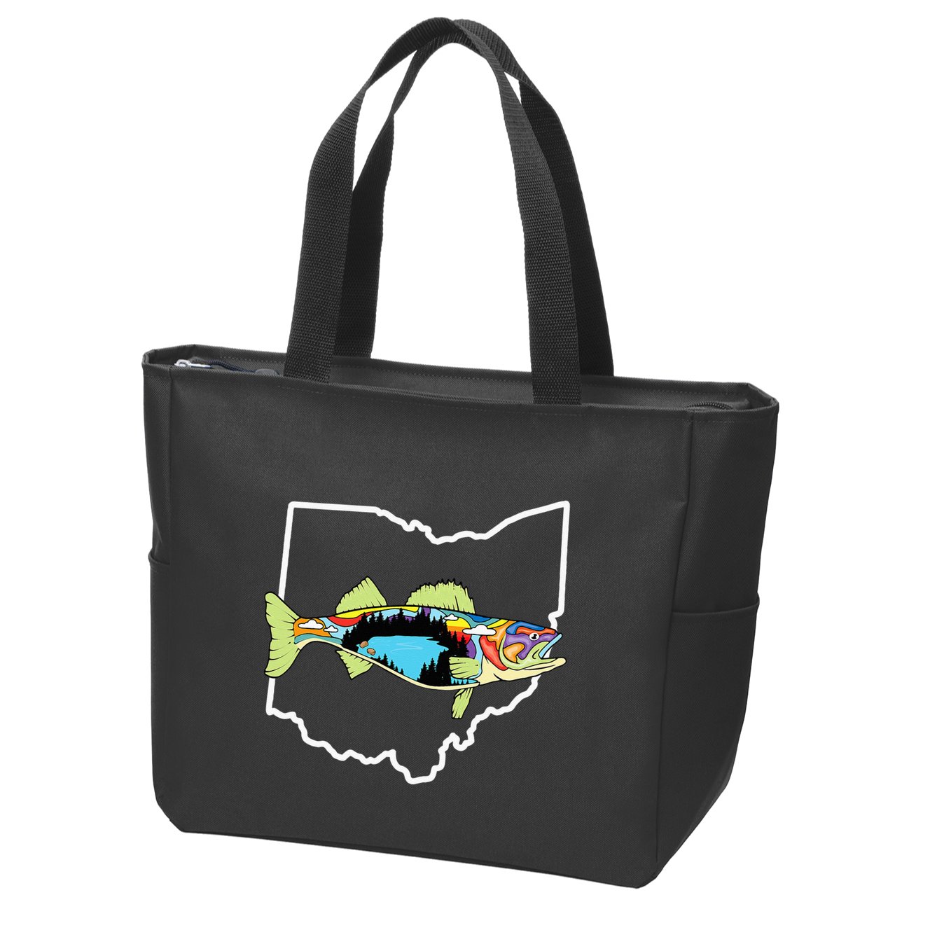 Ohio Map Walleye Fishing Freshwater Fisherman Walleye Fish Zip Tote Bag