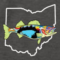 Ohio Map Walleye Fishing Freshwater Fisherman Walleye Fish Vector Backpack