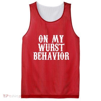 On My Wurst Behavior Oktoberfest Festive Mesh Reversible Basketball Jersey Tank