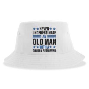 Old Man With A Golden Retriever Funny Sustainable Bucket Hat