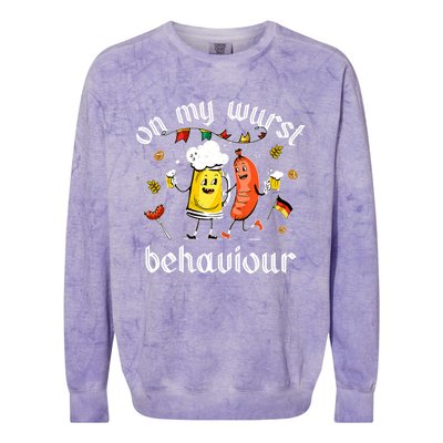 On My Wurst Behavior Funny Bratwurst German Oktoberfest Colorblast Crewneck Sweatshirt