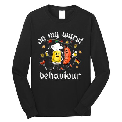 On My Wurst Behavior Funny Bratwurst German Oktoberfest Long Sleeve Shirt