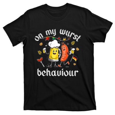 On My Wurst Behavior Funny Bratwurst German Oktoberfest T-Shirt